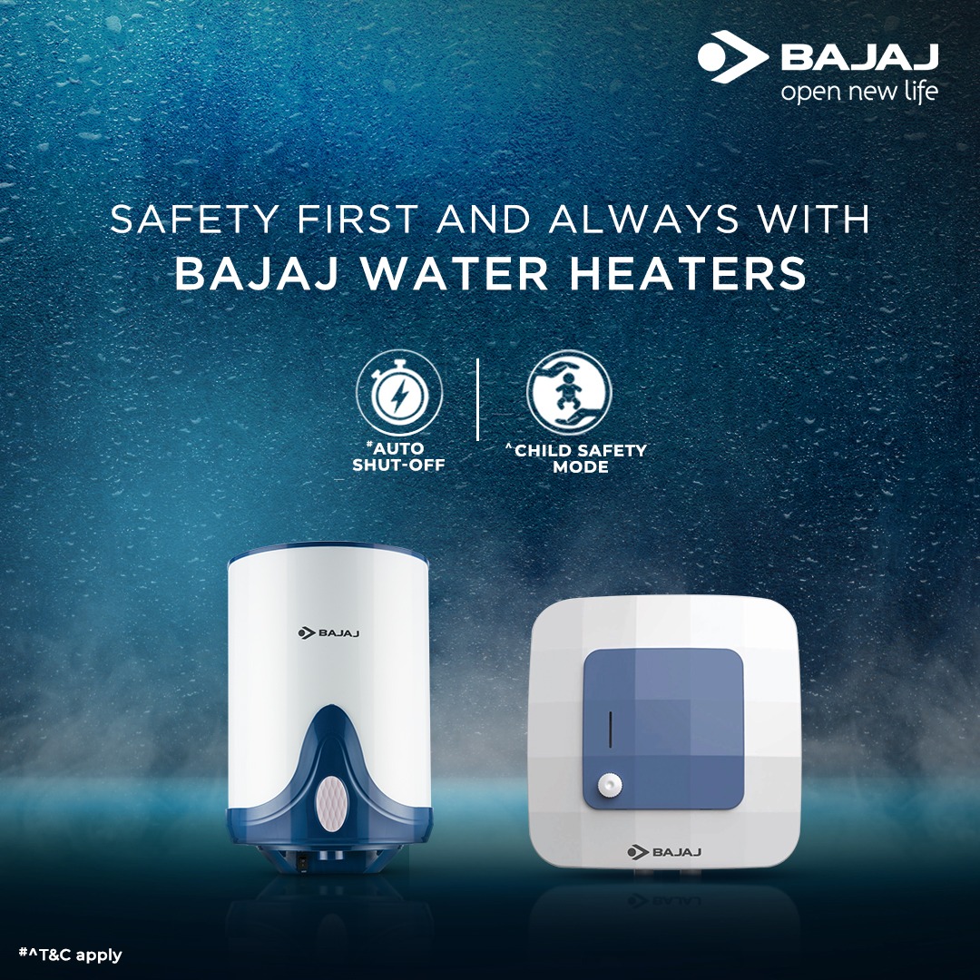 BajajElectrical's tweet image. Bring home Bajaj Water Heaters, that come with advanced safety features like Auto Shut-off* and Child Safety Mode^. 

*^T&amp;amp;C Apply.  

#BajajWaterHeaters #AutoShutOff #ChildSafetyMode
