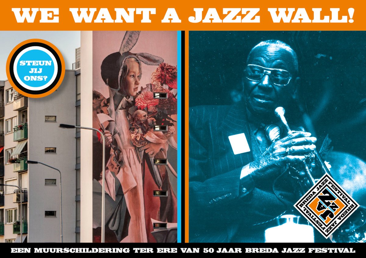 Wat zou jij graag zien op de #muurschildering? Heb je een favoriete jazzartiest, een gave foto of mooie herinneringen die vereeuwigd moet worden? Deel jullie inspiratie en ideeën met #BredaJazzFestiWall