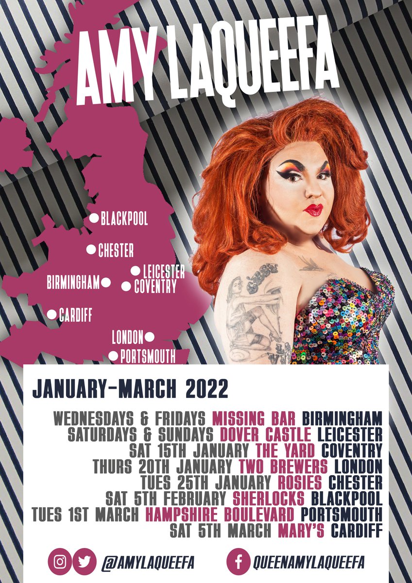 Amy LaQueefa (@amylaqueefa) on Twitter photo here's where to find me in the first quarter of 2022!
<a href="/2BrewersClapham/">Two Brewers Clapham</a> <a href="/SherlocksBPL/">Sherlock’s Blackpool</a> <a href="/hantsboulevard/">Hampshire Boulevard</a> <a href="/MissingBarBrum/">Missing Bar</a> <a href="/MarysCardiff/">Mary's</a> <a href="/TheYardCoventry/">The Yard Coventry</a> <a href="/GenderBlender69/">Gender Blender</a> here's where to find me in the first quarter of 2022!
<a href="/2BrewersClapham/">Two Brewers Clapham</a> <a href="/SherlocksBPL/">Sherlock’s Blackpool</a> <a href="/hantsboulevard/">Hampshire Boulevard</a> <a href="/MissingBarBrum/">Missing Bar</a> <a href="/MarysCardiff/">Mary's</a> <a href="/TheYardCoventry/">The Yard Coventry</a> <a href="/GenderBlender69/">Gender Blender</a>