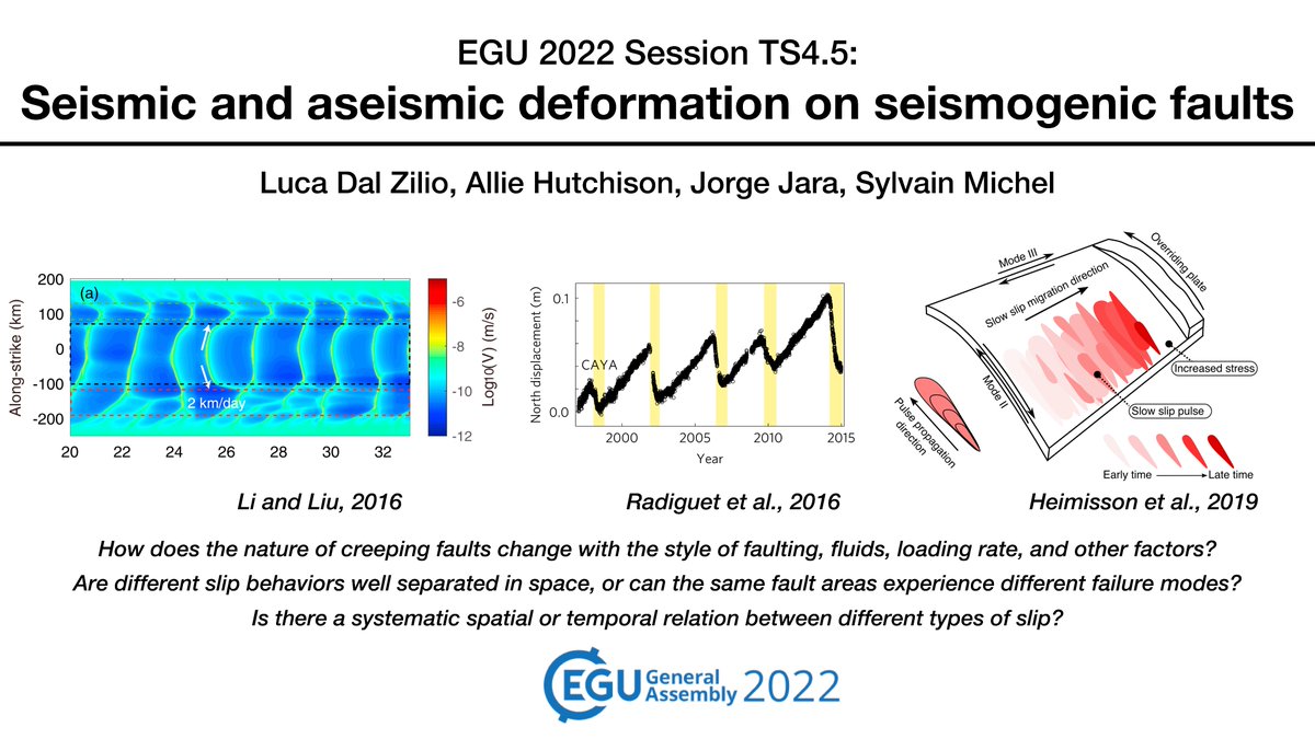 lucadalzilio's tweet photo. *Only 1 week left* 

We invite you to submit an abstract and participate in our EGU session: Seismic and aseismic deformation on seismogenic faults #EGU22 @EGU_TS @EuroGeosciences - with @EarthquakeAllie @CokeJaraGomez and Sylvain Michel https://t.co/smG4rQJNJD