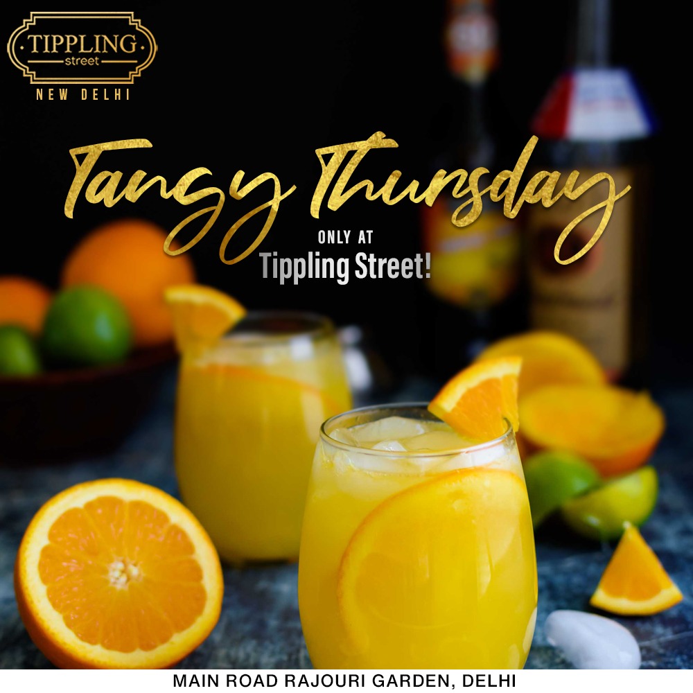 TipplingStreet's tweet photo. Go crazy on intense mocktails and sangrias and all that twisty taste only on Tangy Thursday only at Tippling Street!🥂
Book your seats through @Zomato : https://t.co/kTnWkHRn7D
Book your seats through @Dineout : https://t.co/v8I2D1TfDE

#tipplingstreet #rajourigarden #newdelhi https://t.co/U0QxJVbkhI