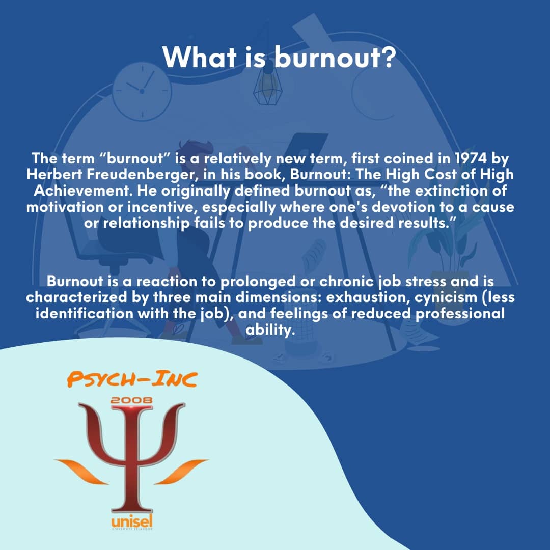 awesomelyfess's tweet photo. Are you experiencing lower productivity at work, thinking about leaving the job because of something that you just can't comprehend? you might be experiencing Burnout. Learn more about Burnout in our infographic today.
#jssfpss
#fpssunisel
#uniselawesome https://t.co/ZKlFzW7a3W
