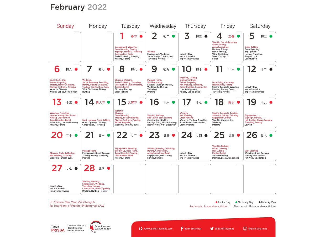 Nyari tanggal baik buat last day dan first day di Q1.