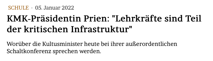 JMWiarda's tweet photo. #KMK-Präsidentin @PrienKarin: "Lehrkräfte sind Teil der kritischen Infrastruktur"

Worüber die Kultusminister heute bei ihrer außerordentlichen Schaltkonferenz sprechen werden.

Im Blog: https://t.co/SiivNg14Pk https://t.co/IMY7c7S0D5