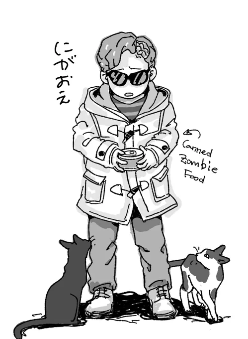 ヤングキングbull2月号掲載の葉野宗介先生 の読切「漫画家志望Z」。「普通がいいなぁ」って呟く主人公ゾンビ(頭割れてる)視線で物語が進む。世界中に不寛容、分断と格差が拡がる今、多くの人に読んで欲しいお話です。あと、缶入りゾンビフードの中身と味が気になります〜 #漫画家志望Z