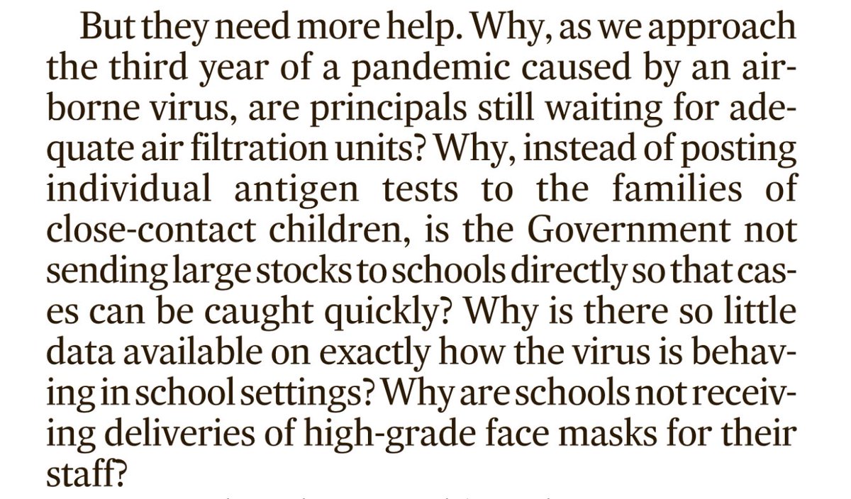 Hard-hitting editorial in today’s <a href="/IrishTimes/">The Irish Times</a> on the importance of keeping schools open during the pandemic. It asks some important and specific questions on the failure of the government to support schools, questions with more general provenance.