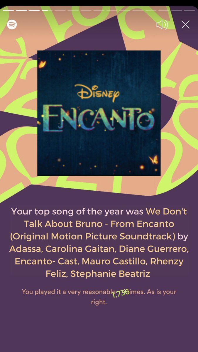 taylortrish23's tweet photo. My Spotify Wrapped 2022 🔮

#Encanto #SpotifyWrapped @iamstephbeatz @Lin_Manuel @Infantino12 https://t.co/uSuNxt14q8