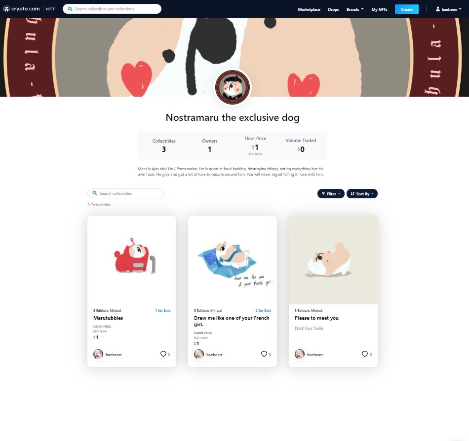 ืNewest collection on #Cryptocom starting with 1usd 
'Nostramaru the exclusive dog'. He is good at giving love to people. Get his love now on this link
crypto.com/nft/collection…

#NFTCommmunity #NFTdrop #cryptocurrecy #nftcollectors #nftart #NFTartwork