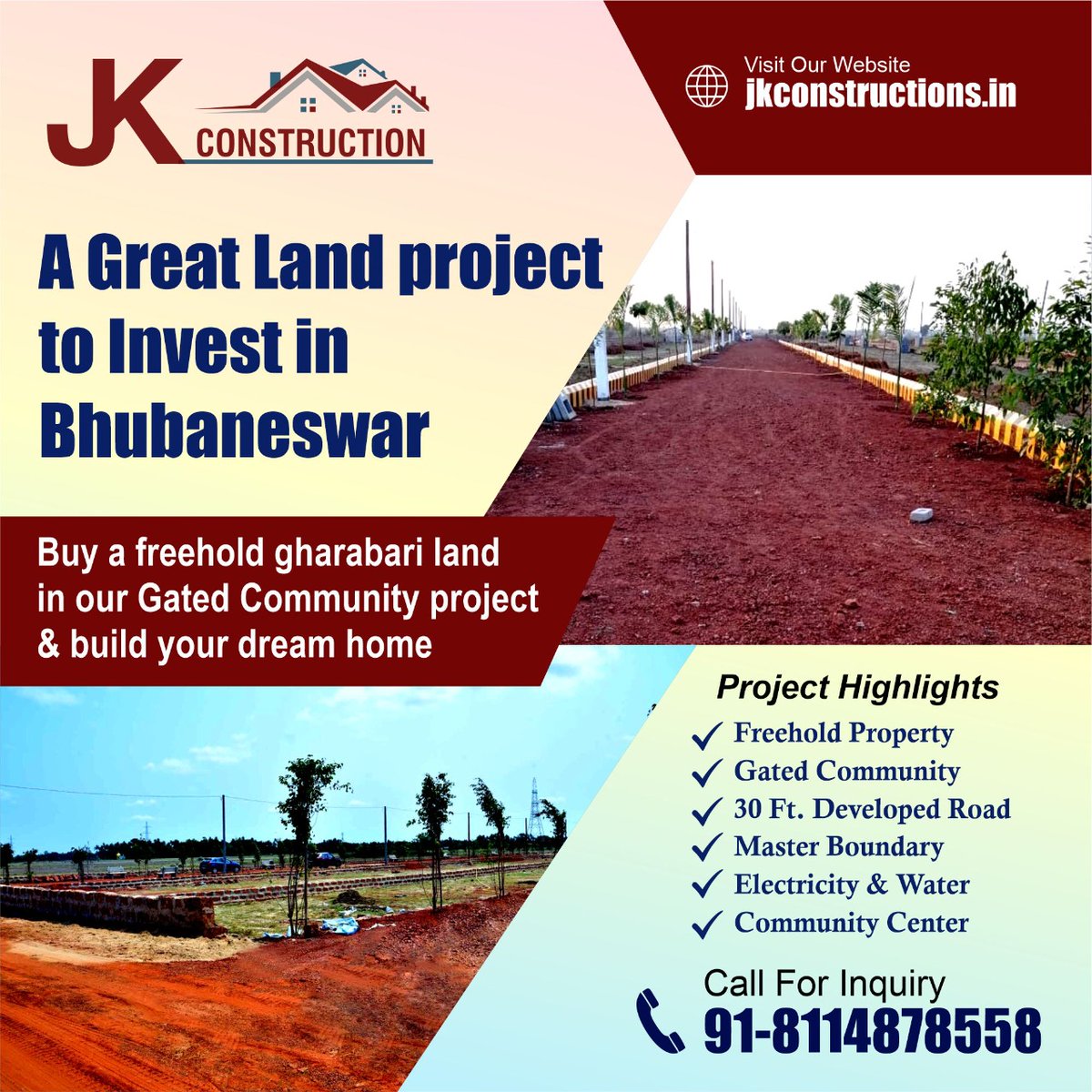 jkbbsr's tweet photo. Are you planning to buy  Land or Plots in Smart City #Bhubaneswar?

For Site Visit or Photo/ Video
 👉 Call/WhatsApp  +91 8114878558 
 👉 Visit our website:  https://t.co/J6wsHqnOO3

 #constructioncompany #realestate  #Residentialplots  #plotsforsale  #JKConstructions https://t.co/yVMjzR0og7