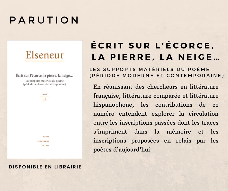 PUC_ed's tweet photo. 🆕n° de la revue #Elseneur, publié par C. Brochard et A. Gourio (LASLAR @MrshCaen).
Ce volume consacré aux supports matériels du poème, propose d’interroger les pratiques poétiques modernes et contemporaines ancrées dans un rapport aux supports réels ou imaginaires.
@BibLettres https://t.co/QmgKkmmVPo