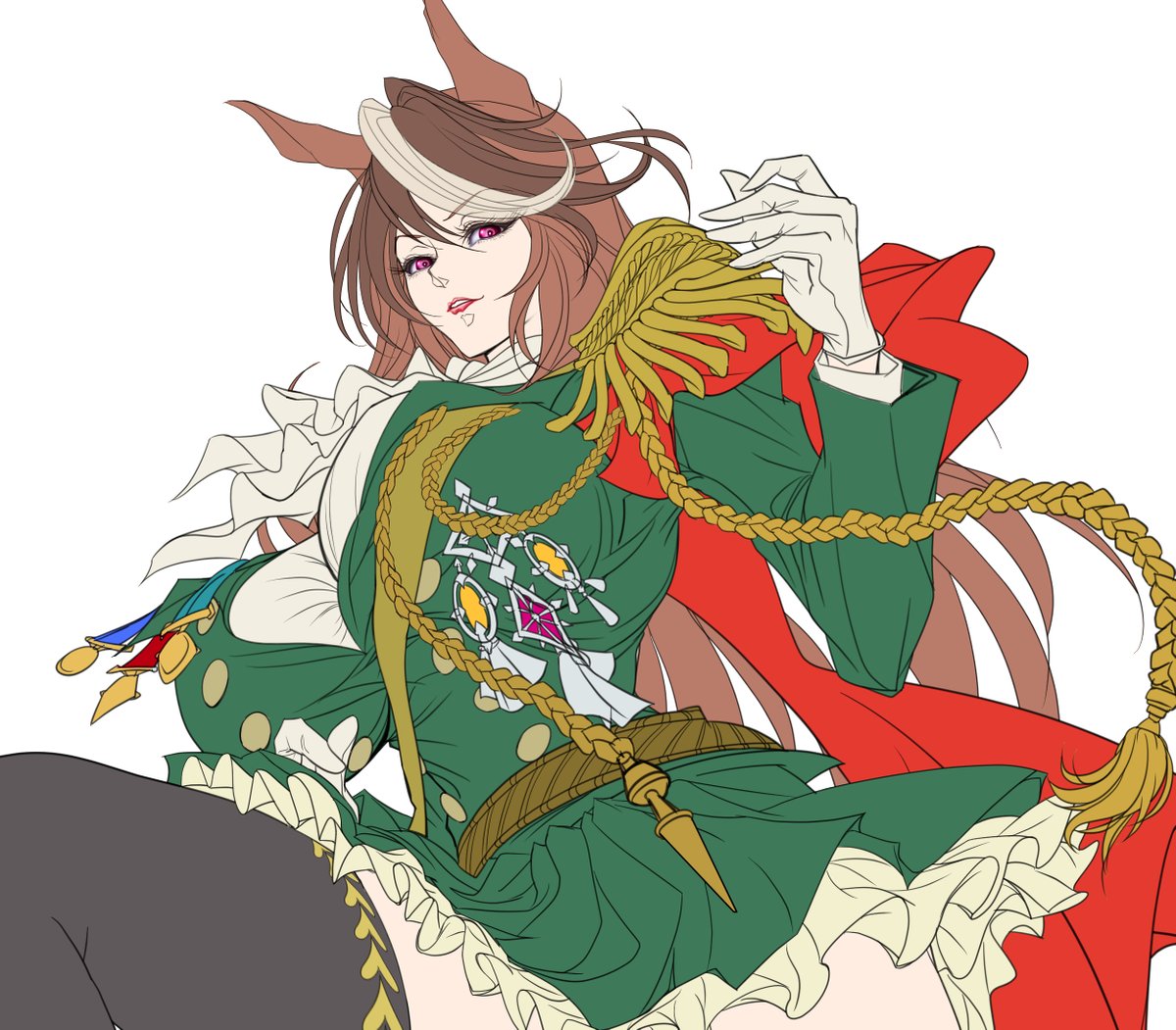 今夜も「皇帝」描いてます〜🐴
予想はしてたけど・・この勝負服 描くのかなり大変😓 