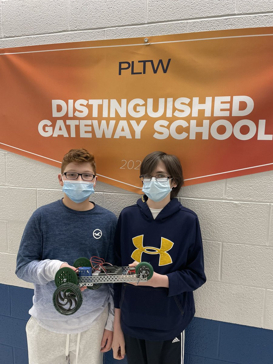 Automation and Robotics 1st period MP2 racing champions- Ben and Micah! #pltw #wyproud