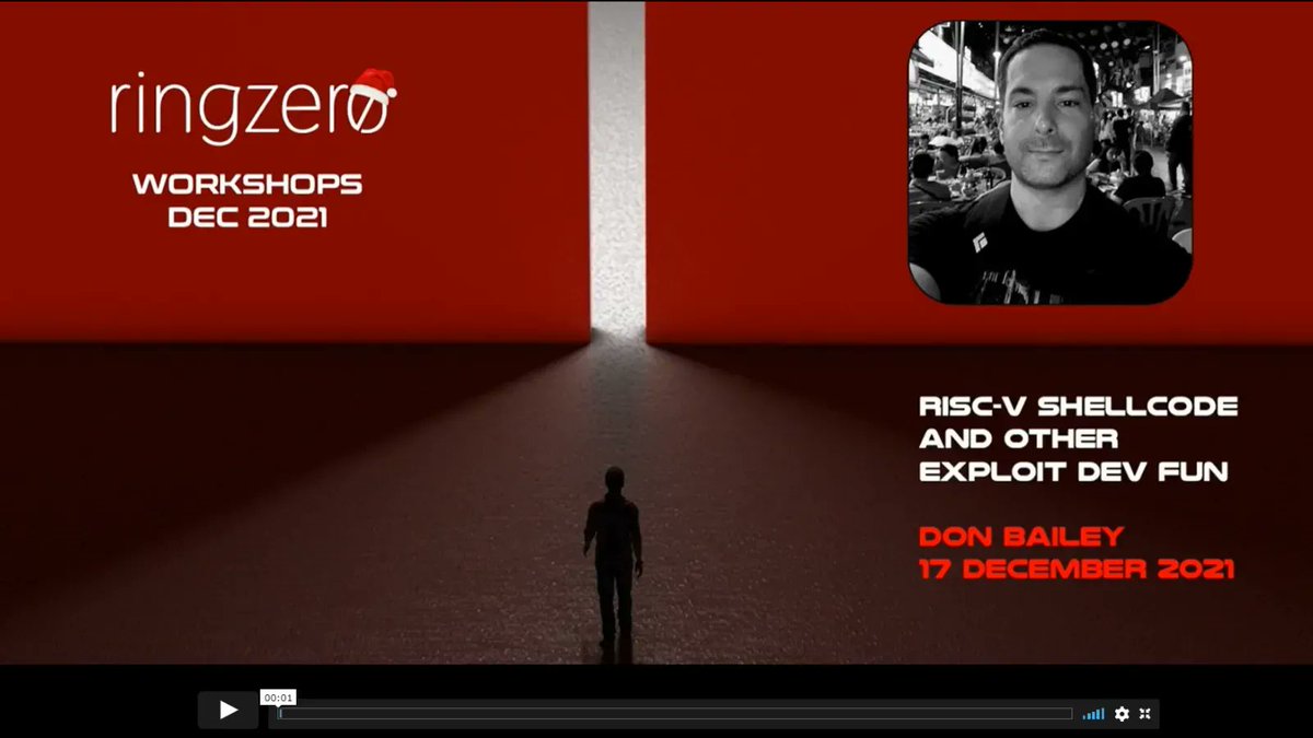 If you missed <a href="/DonAndrewBailey/">Don A. Bailey</a> Dec 17 workshop, which gave a sneak peek into the attack surface of #RISCV and how to exploit it, catch the replay video here: ringzer0.training/riscv.html. Register for his FULL training course at #CATCH2022 on Feb 21 to learn more about RISC-V attacks.