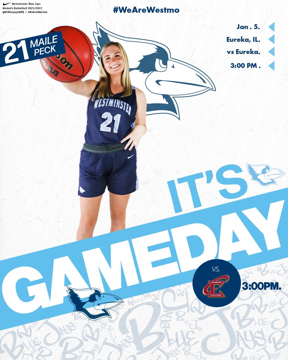 WC_BlueJays's tweet photo. The @WCBluejaysWBB team opens SLIAC conference play today on the road! It’s GAMEDAY!

🆚 @EurekaRedDevils 
📍Eureka, IL
⌚️3:00p.m.
📺 https://t.co/yg84LvMdls https://t.co/tWUGsv49ji