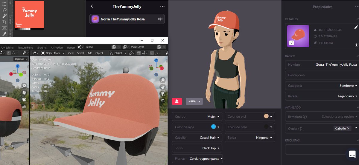 ergalnares's tweet photo. Hi!
First tests to make #wareables in @decentraland. And everything worked out well.
What better than to do it with a cap from https://t.co/wMFDFXviIl collection?
-
#DCLWareables #Wareables #NFTCommunity #Decentraland #DCL https://t.co/5rM4tQaFGn