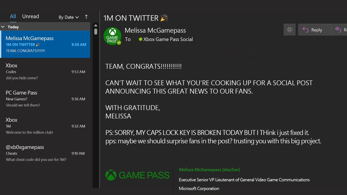 XboxGamePass's tweet image. Orders came in from the top on this one. thanks for following us 💚