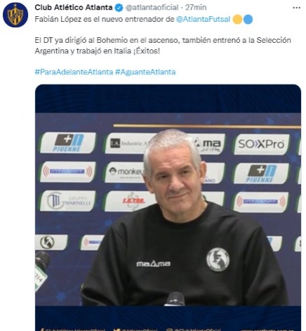 #PrimeraA Fabián López se convirtió en DT de <a href="/AtlantaFutsal/">Atlanta Futsal</a>. El entrenador había logrado el ascenso de la C a la B en el 2017. Había estado junto a Castro en el tramo final de Estrella de Maldonado el año pasado.