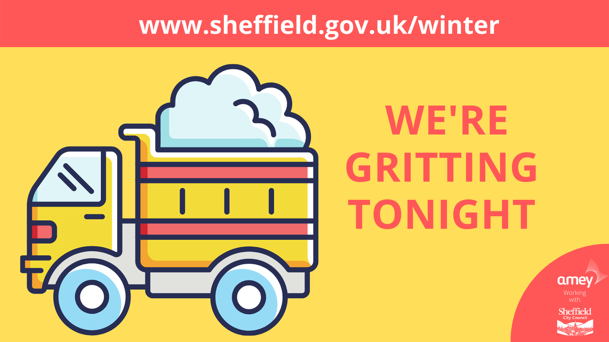 sccstreetsahead's tweet photo. Our teams are going out from 6pm this evening to treat all #Sheffield priority gritting routes. Check the location of your nearest grit bin & all things #winter on our website https://t.co/c6aeYXgHqd #SYGrit #SheffWinter https://t.co/RWupX8Y1wa