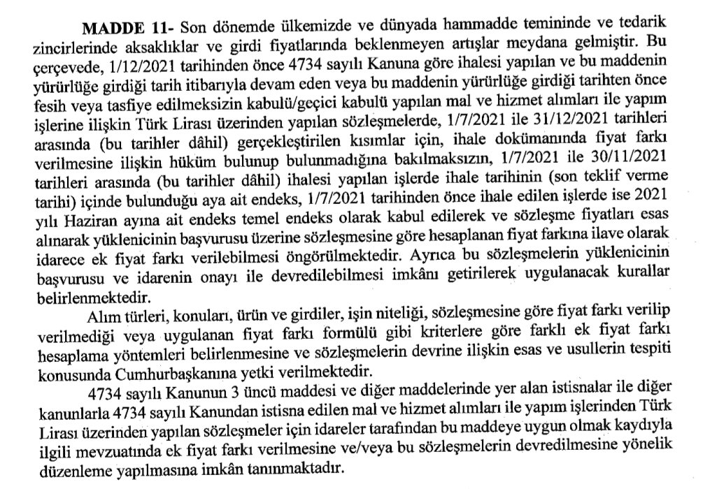 Teklif TBMM'de:

📌Kamu ihalelerinde TL üzerinden sözleşme yapan İNŞAAT şirketlerine,1 Temmuz 2021 sonrası için kur artışı dikkate alınarak KUR FARKI ödenecek

📌Şirketlere işi devretme hakkı tanınacak

📌Devir yetkisi Erdoğan'a verilecek

Maden, enerji, beton lobisinin iktidarı!