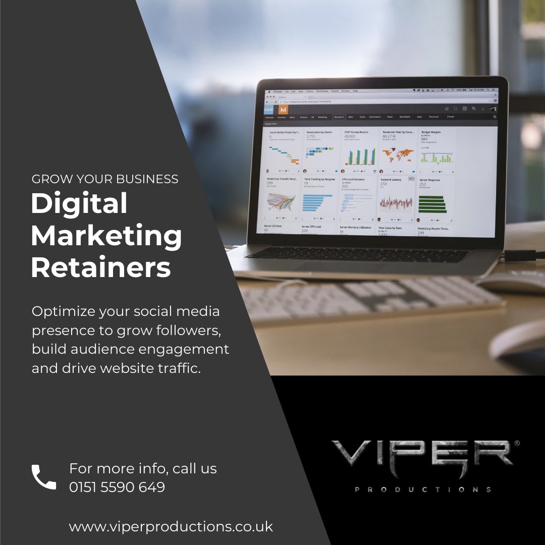 Take your business to the next level with digital marketing.

Let our team of experts create digital content and help boost your sales and grow your business.

For more info, check out our website:
viperproductions.co.uk