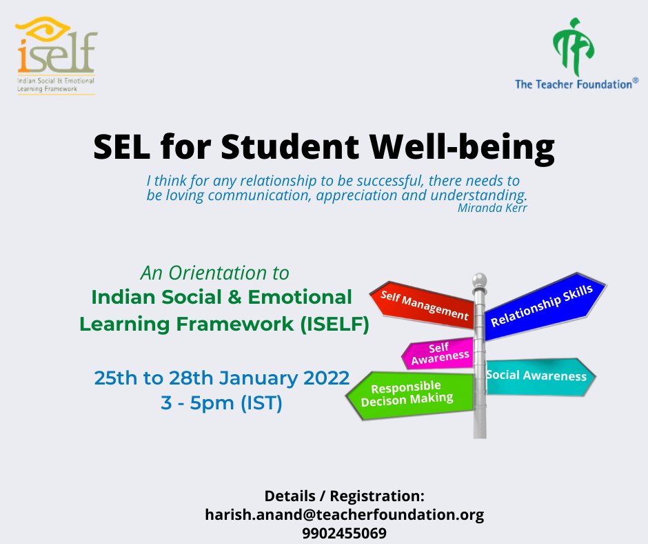 ttfUpdates's tweet photo. Sign up for the 3 session orientation to #ISELF starting Jan 25th! Explore the age-banded Framework and learn how you can nurture empathy, compassion, self awareness, resilience, problem solving and a range of other #SEL skills. 
#RegisterHere https://t.co/dEWBTrxavG https://t.co/76P2ybgtIZ