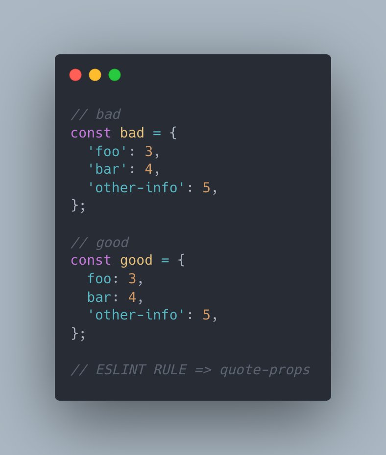 Pavel_FFP's tweet image. Hi there ✋, Javascript tip of the day - 06

Only quote properties that are invalid identifiers ✅
This improve syntax highlighting and is more easily optimized by many JS engines.

#DailyJS, #CaParleDev, #100DaysOfCode, #javascriptdeveloper , #javascript