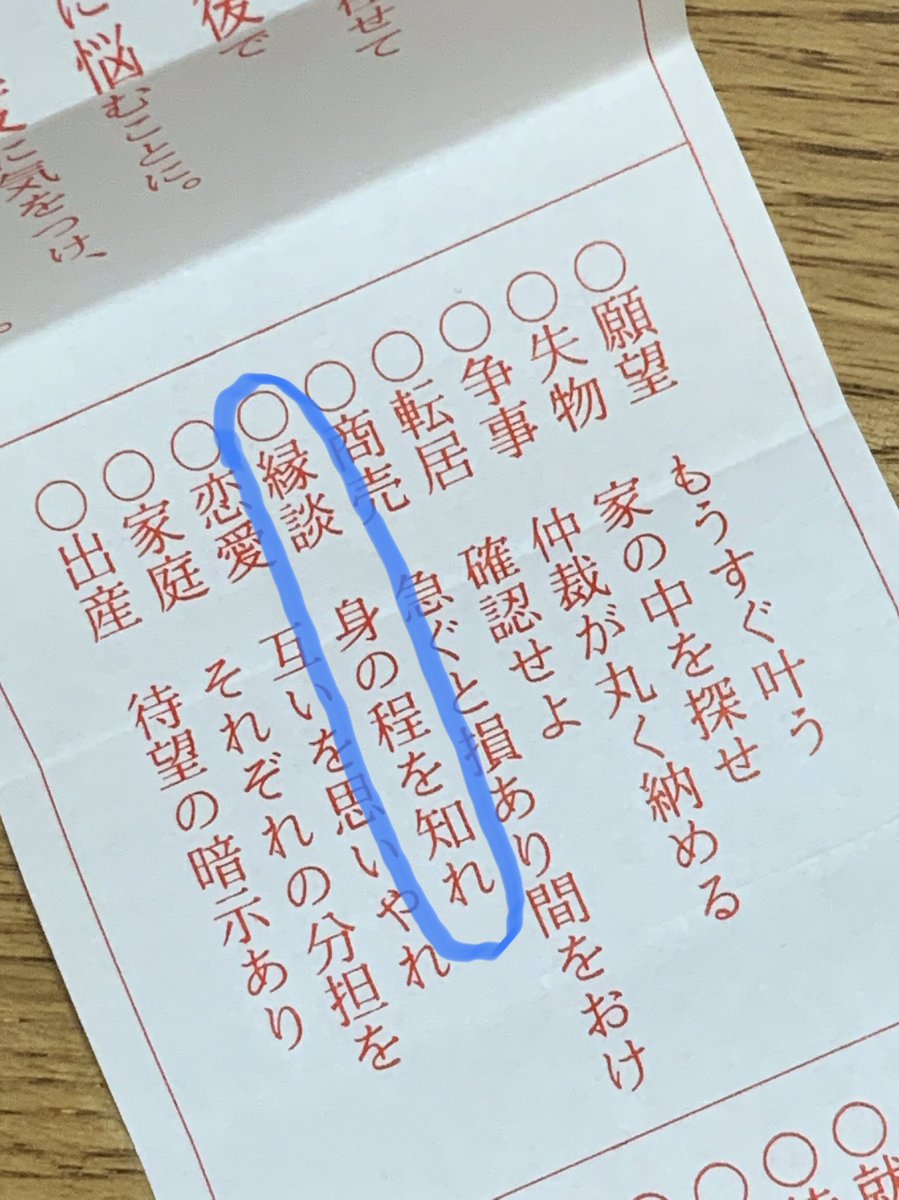 縁談 身の程を知れ おみくじ引いたらかなり辛辣な一言が書いてあった 言いたい事はわかるんだけど言い方 Togetter