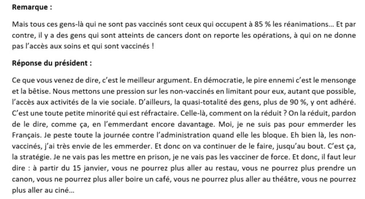 #PassVaccinal | Comme souvent dans les polémiques, reprendre les propos dans leur contexte et en intégralité permet de mieux comprendre.

Oui, dans la situation sanitaire que nous vivons, ne pas se faire vacciner représente un poids pour les hôpitaux et pour l’intérêt général.