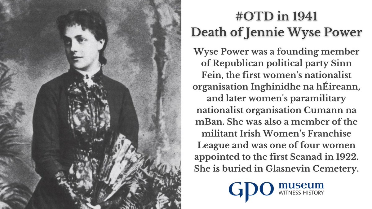 gpowithistory's tweet photo. Happy New Year and welcome back! We're thrilled to be open again Weds-Sat from 10am-4pm, and we have lots more history content in store for you online.
Today we remember Jennie Wyse Power on the anniversary of her death in 1941 #irishhistory #jenniewysepower #sinnfein #iwfl https://t.co/SZn10XhhcU