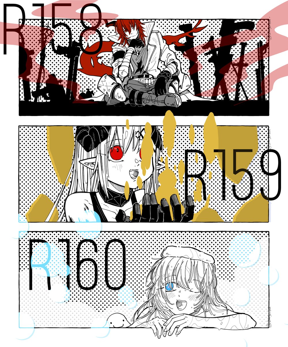 R138 バイビーク /  R139 アシッドドロップ / R140 カシャ / R144 カッター / R146 バブル / R147 ビーズワクス / R148 シャマレ / R155 ケオベ / R157 ポデンコ / R158 シェーシャ / R159 マドロック / R160 セイリュウ
#アークナイツ 