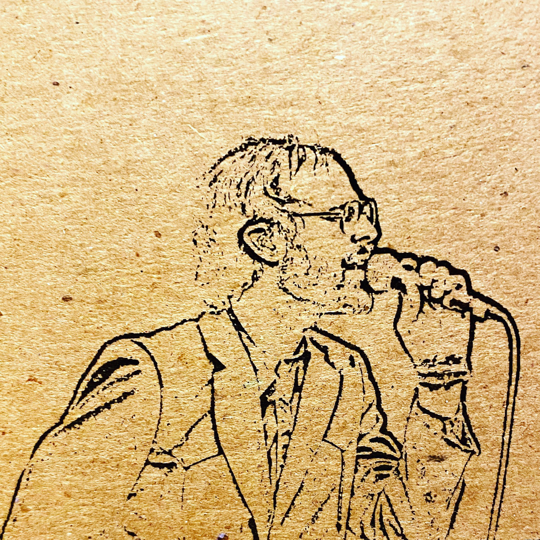 Happy Birthday David Berman. 1967-2019.  Laser etched on recycled cardboard.  