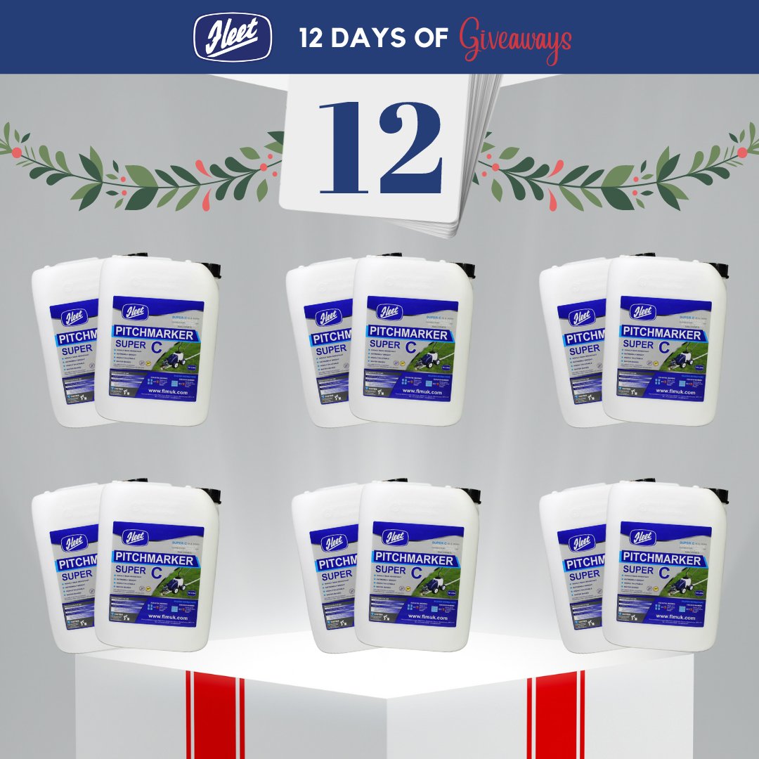 On the 12th day of Christmas, Fleet gave to me... 12 drums of Super C! 🎄

Join us for the last day of our giveaway today!

All you need to do is retweet this post and make sure you are following us on Twitter for a chance to win

Good luck! 

#LineMarking #Groundsman