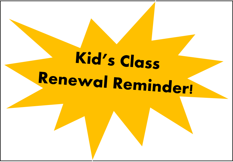 Just a quick reminder to renew your spots if you wish to continue any of the kid's classes in January

-Final  date for renewal is Thursday 6th January, 5pm