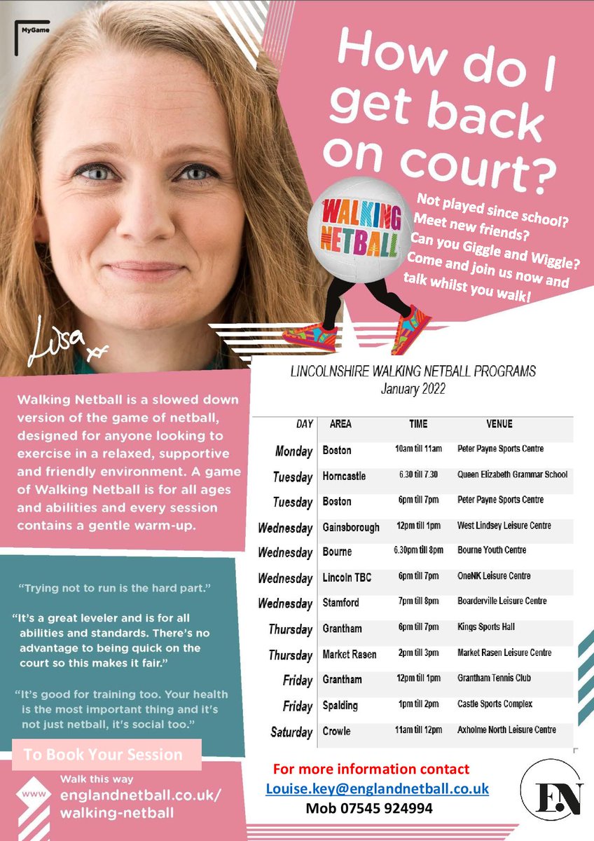LincsNetball's tweet photo. 📣A solution to your NY resolution?
🤪FUN FRIENDLY ACTIVITY
👭At a pace to suit you @LincsFM @LincsHour @lincscham @lincscoop @LincsLive @lincsociety @LincolnshireCC @LincolnshireSp4 https://t.co/zbR0vgG0UR