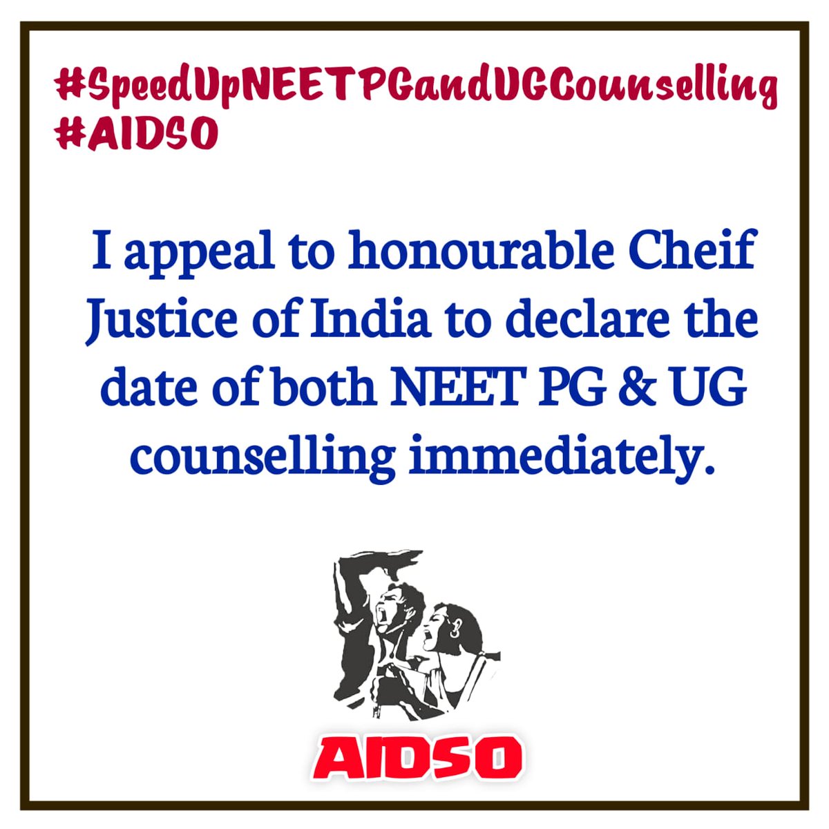 #SpeedUpNEETPGandUGCounselling
#AIDSO
<a href="/CJI/">Craig Ingram</a> <a href="/PMO/">pmo</a> <a href="/AIDSO_AIC/">AIDSO All India Committee</a>