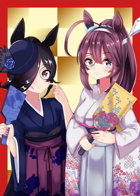 ミホノブルボンとライスシャワーの着物 #ウマ娘 #ウマ娘プリティーダービー #ミホノブルボン(ウマ娘) #ライスシャワー(ウマ娘) #お正月 https://t.co/2kw5vnqzKU 