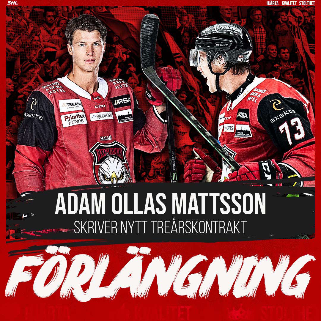 Tre nya år för Adam Ollas Mattsson
🗣 "Jag trivs fantastiskt bra i klubben och tycker att vi har en potential att nå hela vägen"

➡️ malmoredhawks.com/article/q2q6ak…

#HjärtaKvalitetStolthet
