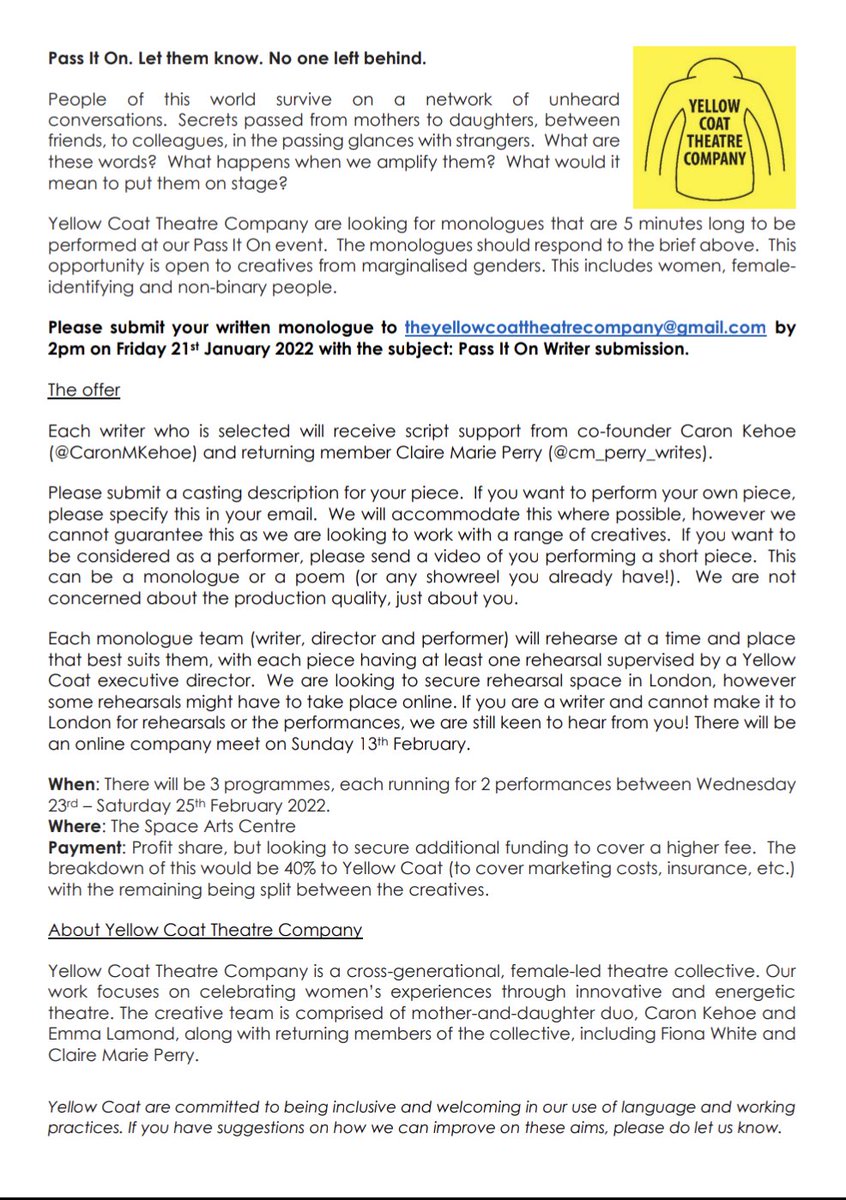 Yellow Coat Theatre Company tweet media