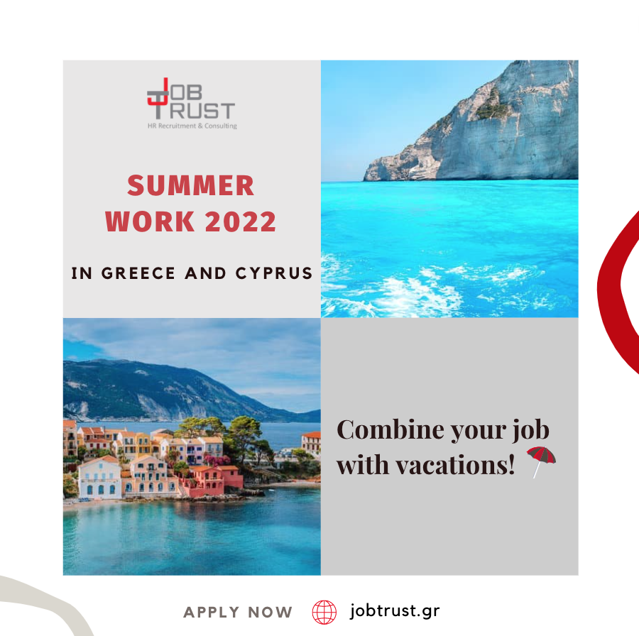 Job_Trust's tweet photo. What are your plans for this summer?🏖 Apply now &amp; secure a position for a summer job in Greece!��
Learn more --> https://t.co/rP6b6COqRX
#summer2022 #summerjob #summervibes https://t.co/vv4mVTVOB0