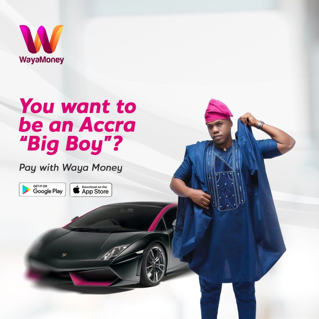 WayaMoney's tweet photo. You want to be an Accra “Big Boy”?
Make all your payments with Waya Money. Instant transfer at Zero Charge.
#WayaMoney #InstantTransfer #ZeroCharge https://t.co/Bu271ti12g
