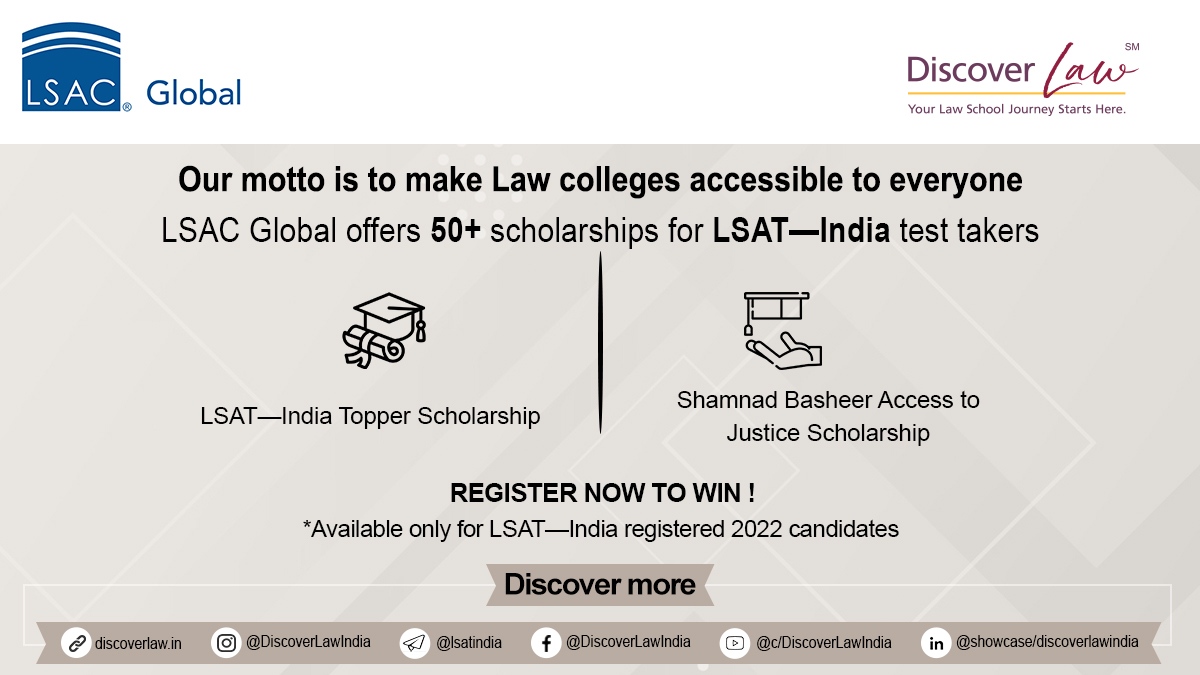 DiscoverLawIn's tweet photo. LSAC Global offers scholarships for LSAT—India test takers every year so that the best and the brightest students fulfill their potential. Grab the benefits of these scholarships today! Visit https://t.co/rGRWWPDEmm for more information. https://t.co/4XvQH5k9Nw
