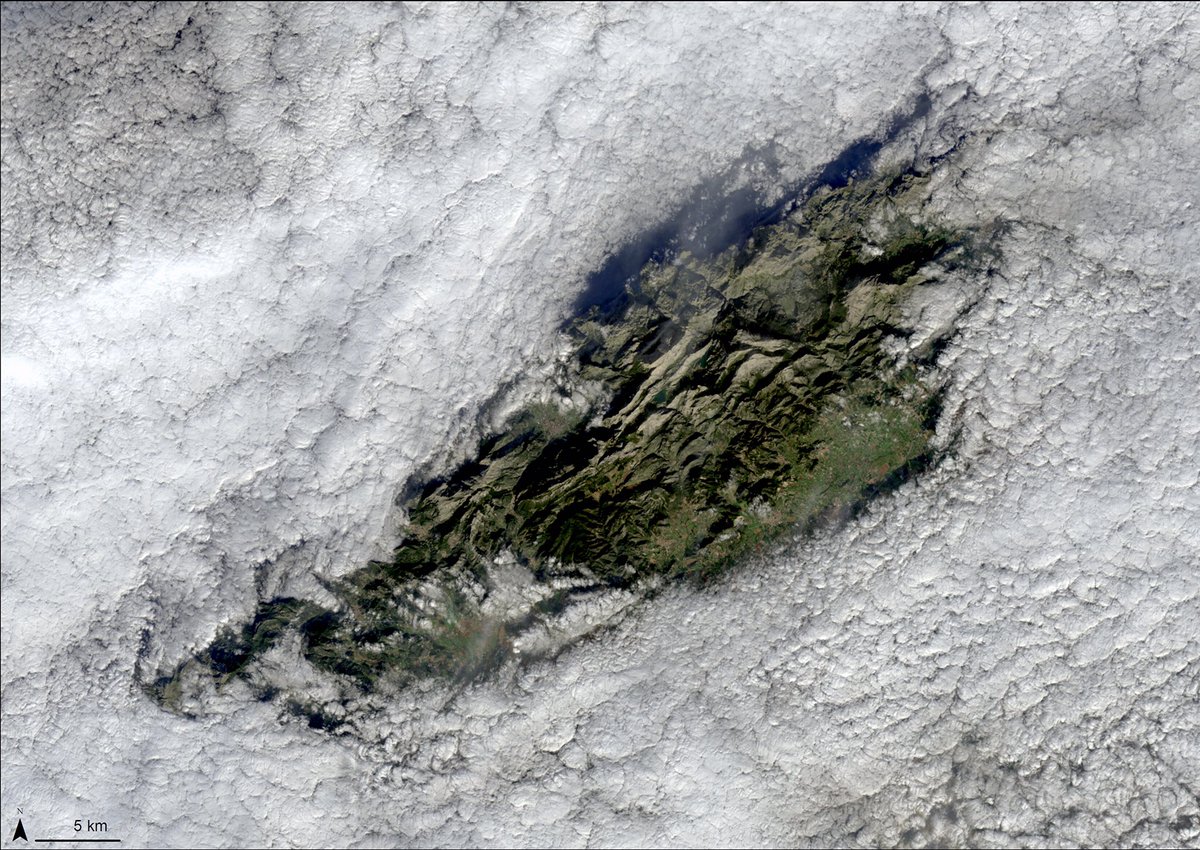 La serra de Tramuntana des del satèl·lit Landsat-8. Escena dia 3 de gener.