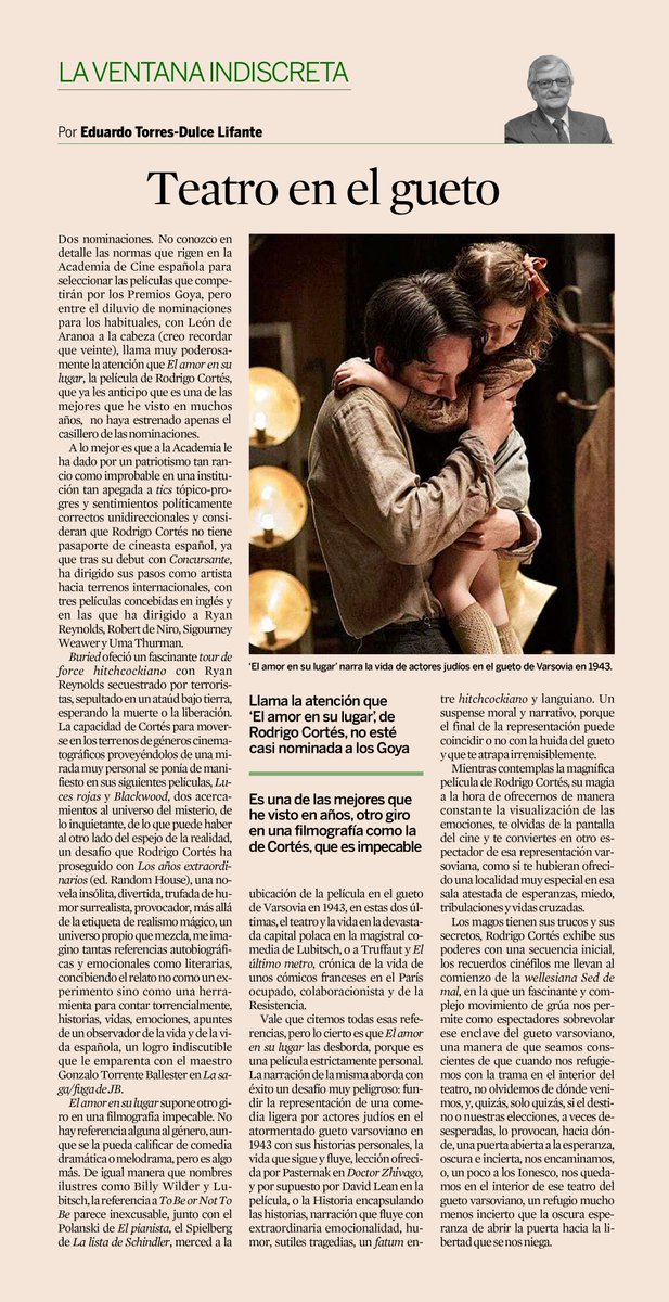 rodrigocortes's tweet photo. Acabo de recibir esta gran crítica de don Eduardo Torres-Dulce para #ElAmorEnSuLugar, publicada hace unos días en @expansioncom. Quedo muy agradecido, señor fiscal. https://t.co/iPhSdGlX0A