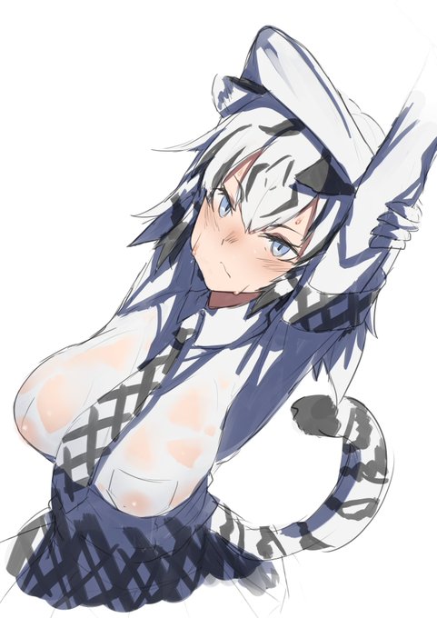 【過去絵】濡れ透けホワイトタイガー(リプライ差分あり) 