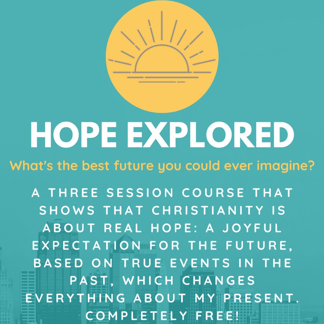 Tonight, at 6.30pm, our Hope Explored course starts! We'd love for you to join us! Its absolutely FREE, and hot food is provided. Sign-up at https://t.co/hqevCrzN6B, or just turn up to the Jenny Lind Room, later today! https://t.co/pv3zEJqsgv