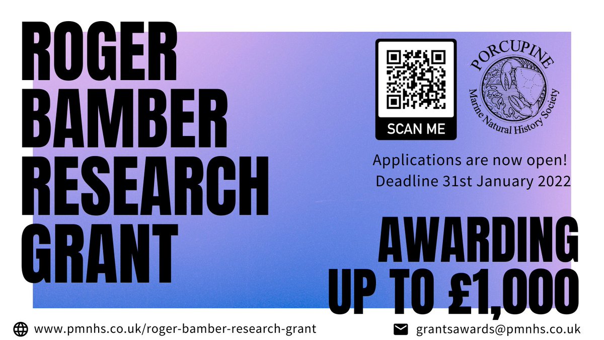 Only one week left to apply for the £1000 Roger Bamber Research Grant with the fabulous Porcupine Marine Natural History Society. https://t.co/2q0wfAAtrB