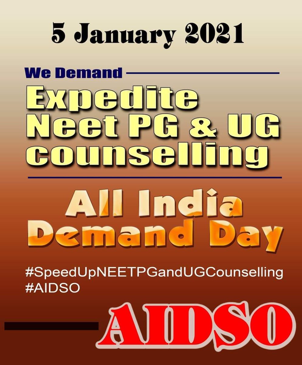 #SpeedUpNEETPGandUGCounselling
#AIDSO
<a href="/CJI/">Craig Ingram</a> <a href="/PMO/">pmo</a> <a href="/AIDSO_AIC/">AIDSO All India Committee</a>