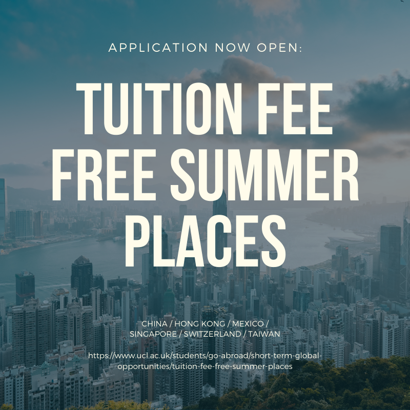 We have recently launched our Tuition Fee Free scheme for 21/22. Click the link below to find out more about the summer options available and how to apply: ucl.ac.uk/students/go-ab…