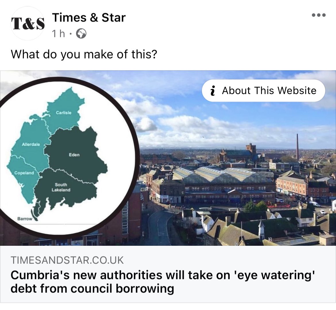 🤔 Not sure where <a href="/timesandstar/">Times & Star</a> get their figures from - <a href="/UKLabour/">The Labour Party</a>/<a href="/LibDems/">Liberal Democrats</a> led <a href="/CumbriaCC/">Cumbria County Council</a> borrowing was £386.75m at latest year-end.

😢 Eye watering indeed