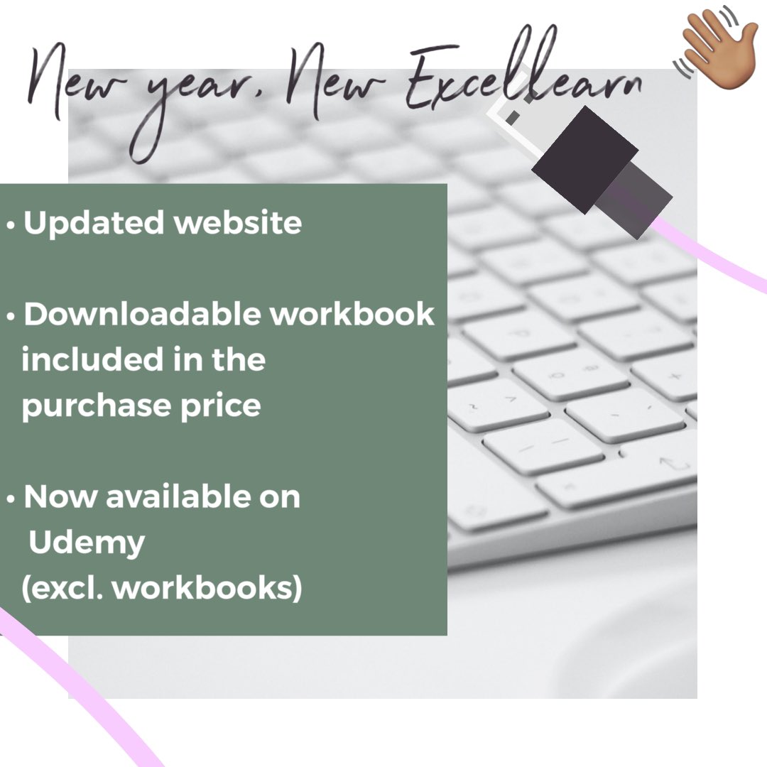 Excellearn_'s tweet image. Is learning Excel a New Year’s resolution?
Look no further than Excellearn! 🔍
We’ve made some changes over the holiday season and we’re so excited for everything we have planned for you in 2022.
Head to the website in our bio to learn more and sign up! 🙌🏽